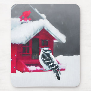 Downy Woodpecker Painting - Original Bird Art Musmatta