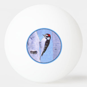 Downy Woodpecker Painting - Original Bird Art Pingisboll