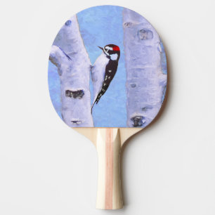 Downy Woodpecker Painting - Original Bird Art Pingisracket