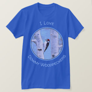 Downy Woodpecker Painting - Original Bird Art T Shirt