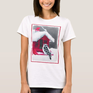 Downy Woodpecker Painting - Original Bird Art T Shirt