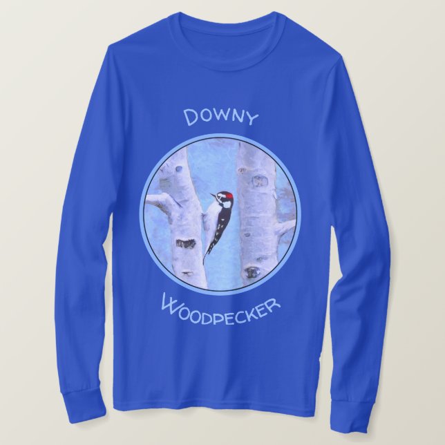Downy Woodpecker Painting - Original Bird Art T Shirt (Design framsida)