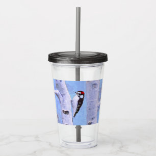 Downy Woodpecker Painting - Original Bird Art Take Away Mugg
