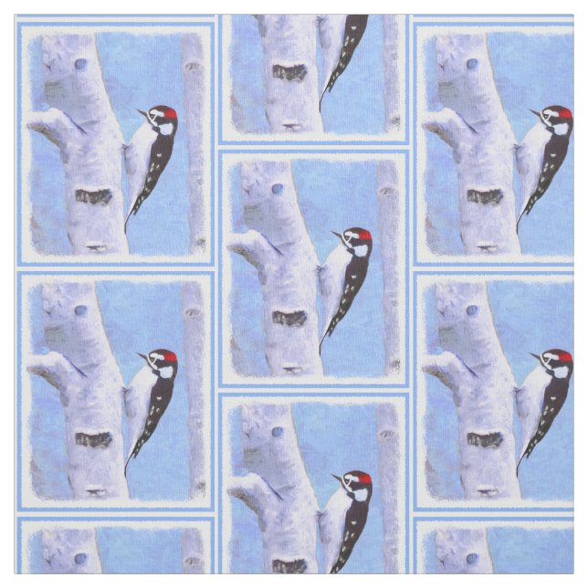 Downy Woodpecker Painting - Original Bird Art Tyg (Provkarta)