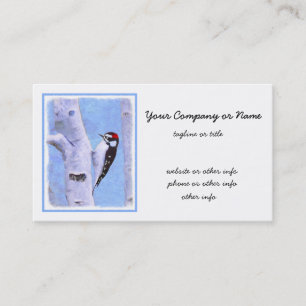 Downy Woodpecker Painting - Original Bird Art Visitkort