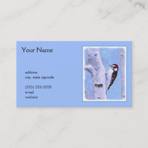 Downy Woodpecker Painting - Original Bird Art Visitkort
