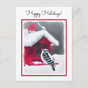 Downy Woodpecker Painting - Original Bird Art Vykort