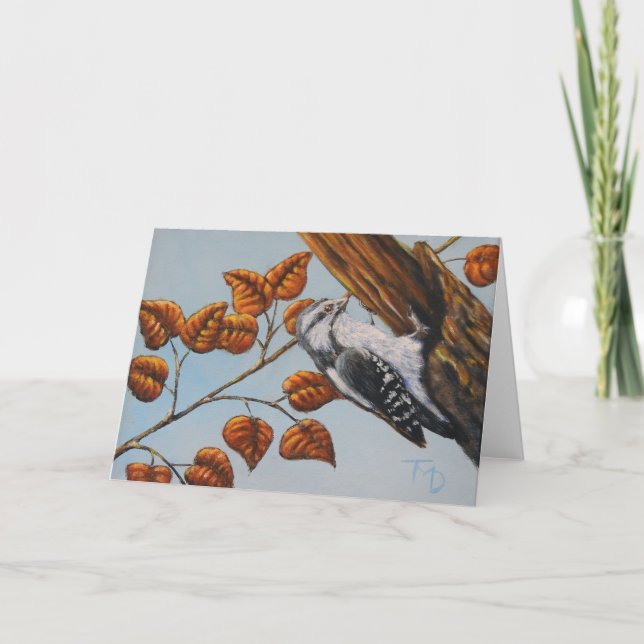 Downy Woodpecker - Tomt gratulationskort Kort (Framsida)