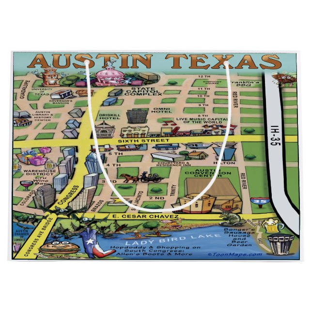 Dowtown Austin Texas Roligt Karta (Framsidan)