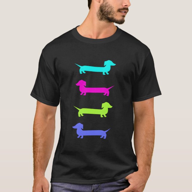 Doxie Brightly Colored Dachshunds T Shirt (Framsida)