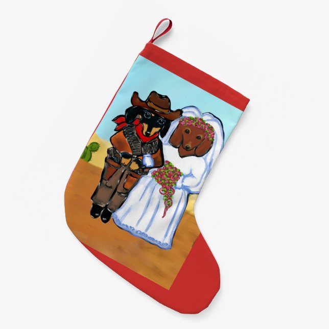 Doxie-bröllop Liten Julstrumpa (Framsidan (Hängande))