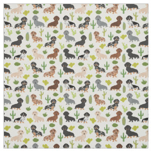 Doxie Cactus Fabric - söta dachshunds-gåva Tyg