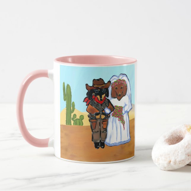 Doxie Cowboy Bröllop Mugg (Med munk)