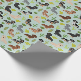 Doxie Dachshund Cactus Wrapping Papper Presentpapper