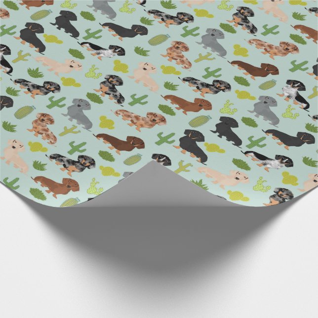 Doxie Dachshund Cactus Wrapping Papper Presentpapper (Hörn)