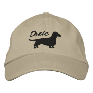 Doxie Dachshund Silhouette Wiener Hund Anpassnings Broderad Keps