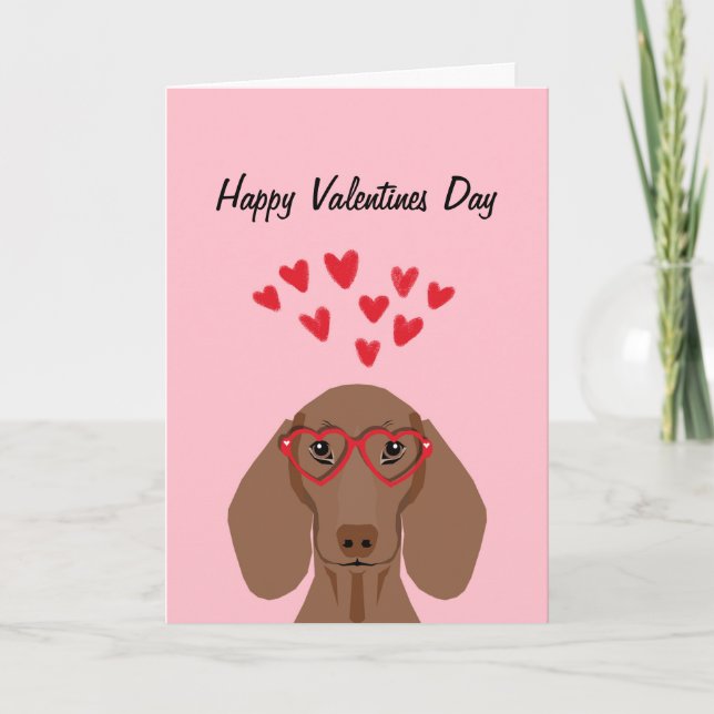 Doxie Dachshund Valentines Kärlek Card - rött Helgkort (Framsida)