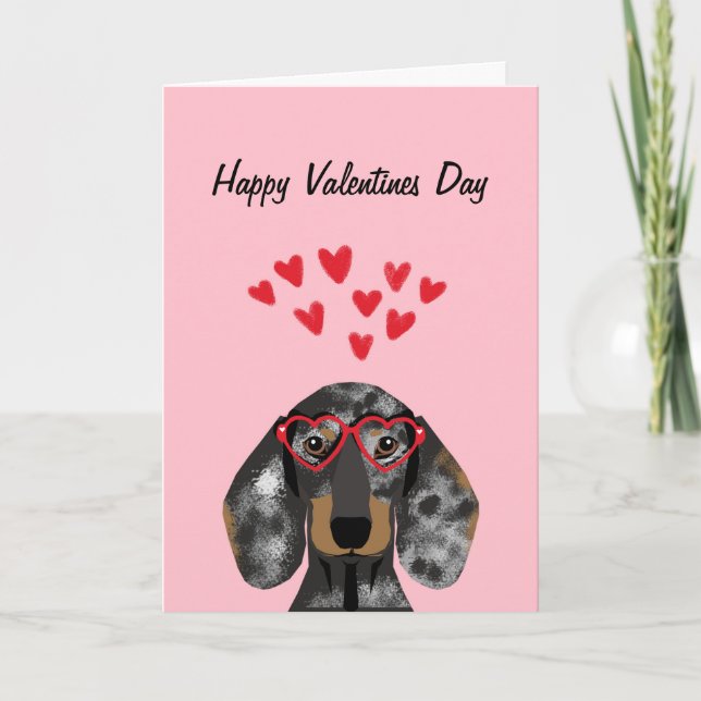 Doxie Dachshund-Valentineser - Dubblans äpple Helgkort (Framsida)