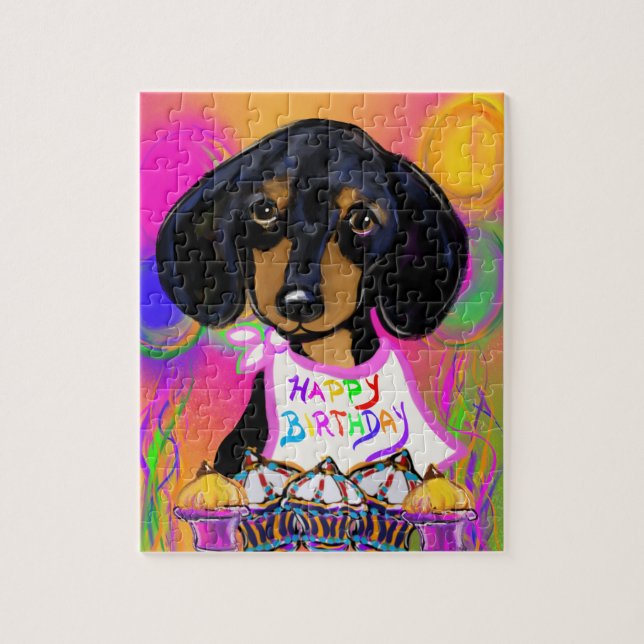 Doxie födelsedag pussel (Vertikal)