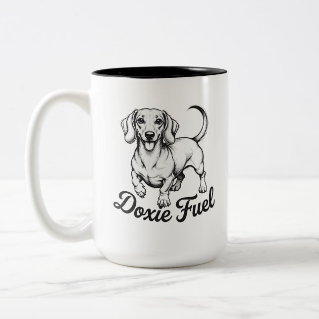 Doxie Fuel | Glad Dachshund Kaffe Mugg (Vänster)