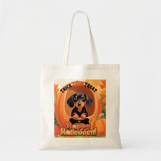 Doxie Halloween Tote Tygkasse