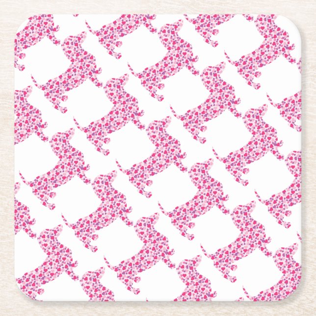 DOXIE-Hearts Underlägg Papper Kvadrat (Framsidan)