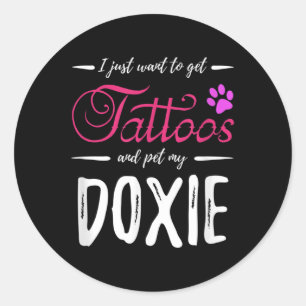 Doxie Hund älskare Tattoo Funny Dachshund Hund Gif Runt Klistermärke