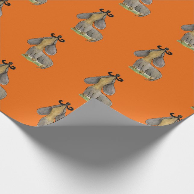 Doxie hund Mustache dachshund orange GiftWrap Papp Presentpapper (Hörn)