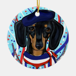 Doxie i Paris Julgransprydnad Keramik