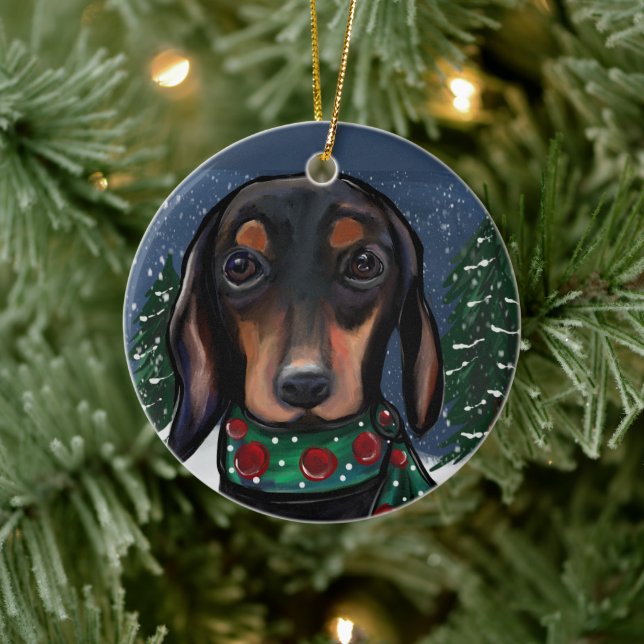 Doxie  julgransprydnad keramik (Träd)