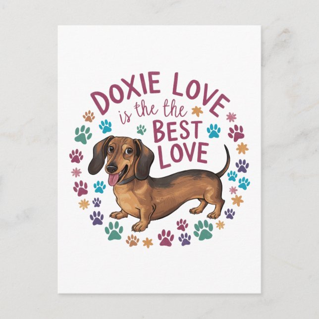 Doxie kärlek är den bästa kärleken vykort (Framsida)