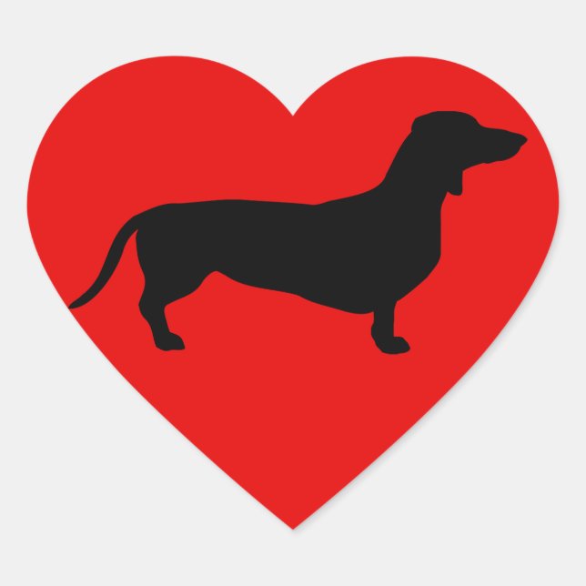 Doxie Kärlek Hjärtformat Klistermärke (Framsida)