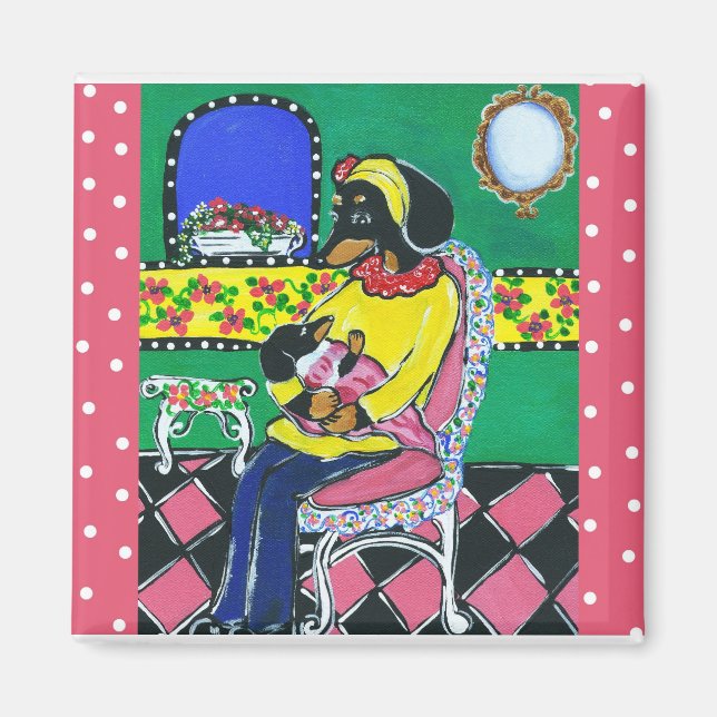 Doxie Mamma & Bebis Magnet (Framsidan)