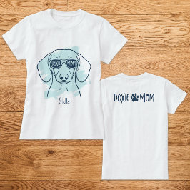 Doxie Mamma Ice Blue T-Shirt med anpassat namn