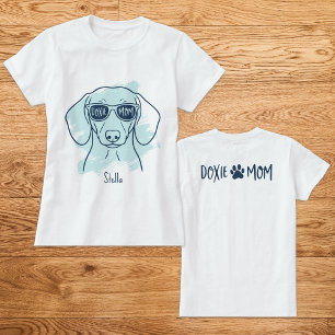 Doxie Mamma Ice Blue T-Shirt med anpassat namn