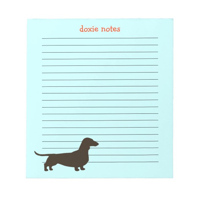 Doxie Notes Dachshund Siluett Anteckningsblock (Framsida)