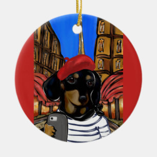 DOXIE SJÄLVPORTRÄTT JULGRANSPRYDNAD KERAMIK