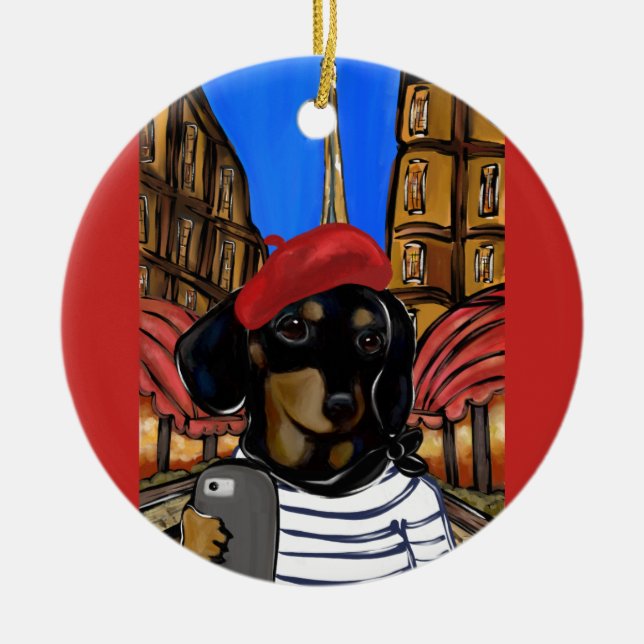 DOXIE SJÄLVPORTRÄTT JULGRANSPRYDNAD KERAMIK (Framsidan)