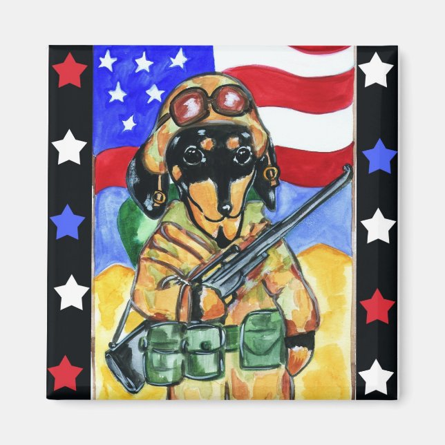 Doxie Soldat Magnet (Framsidan)