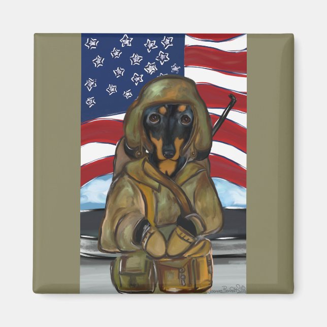 Doxie Soldier Magnet (Framsidan)