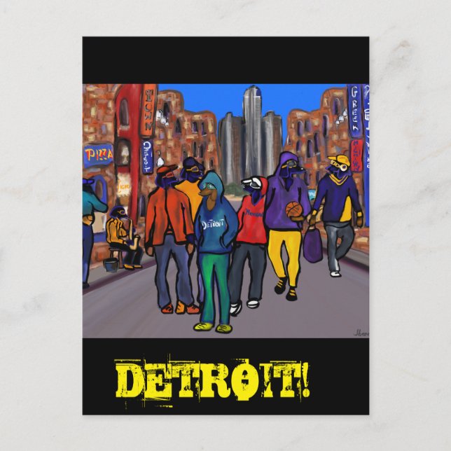 Doxie Town City - DETROIT Vykort (Framsida)