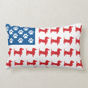 Doxie-USA-FLAGGA-FÖr-Mörkar Lumbarkudde