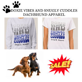 Doxie Vibes Cute Blue Grått Dachshund Älskare Retr T Shirt