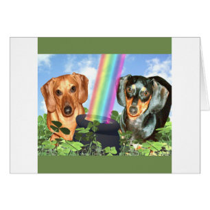 Doxies på St Patricts Day Hälsningskort