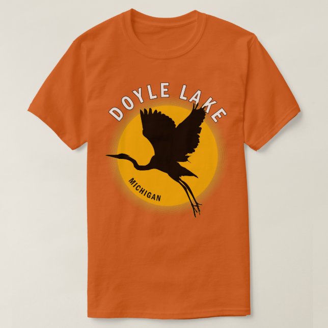 Doyle Sjö i Michigan Heron Sunrise T Shirt (Design framsida)