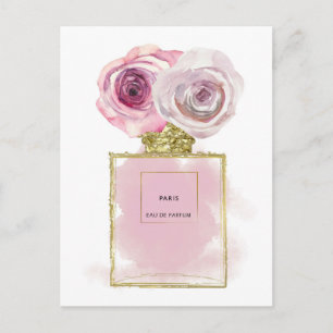 Dozft Floral Mode Parfymflaska Rosa Rosor Guld Gla Vykort