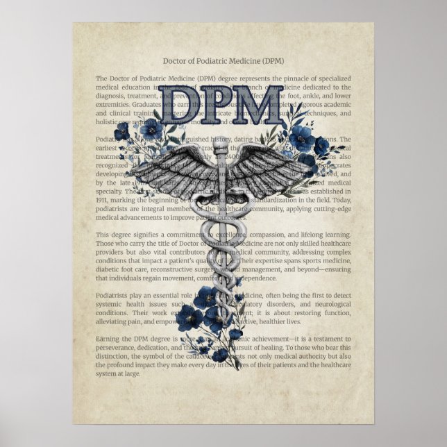 DPM Caduceus Doktor of Podiatry Medicine Poster (Framsidan)