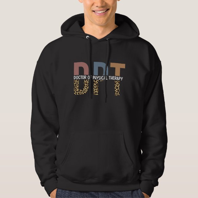 DPT Doktor of PhysiTherapy Cheetah Typography Hoodie (Framsida)