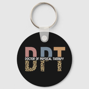 DPT Doktor of PhysiTherapy Cheetah Typography Nyckelring