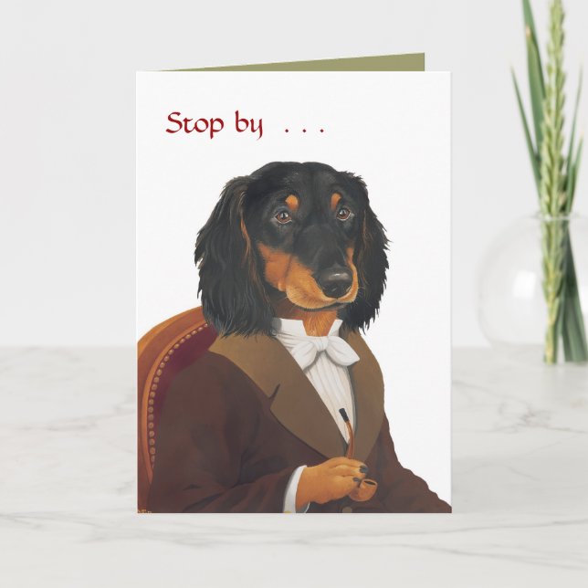 DR078-dachshund, stanna vid.. . Helgkort (Framsida)